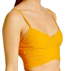 Derek Lam 10 Crosby Yellow Wrap Crop Top Sleeveless Size 6 New